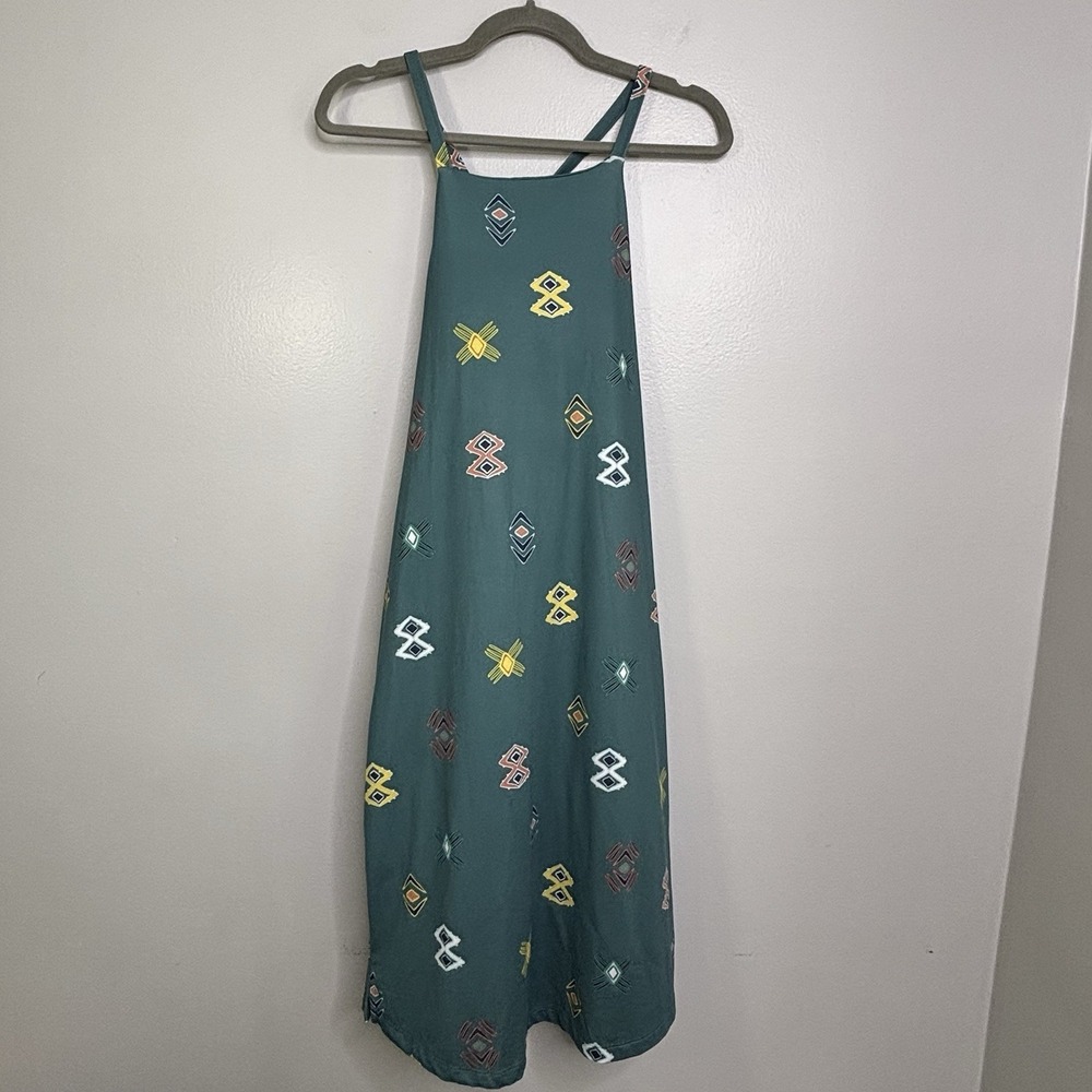 Patagonia Sliding Rock Dress Women's Large Teal Geometric Strappy Back Outdoor